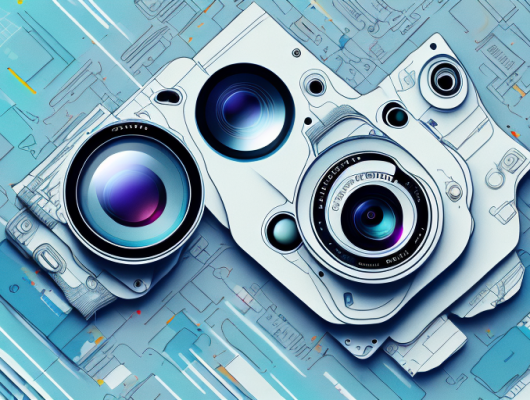 A camera lens focusing on a blurred image