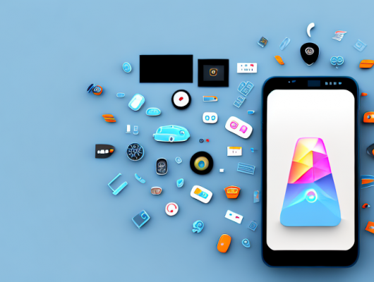 A smartphone displaying a car image with various interactive features and icons related to the autobilder-app