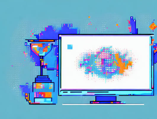 A computer screen displaying a pixelated image