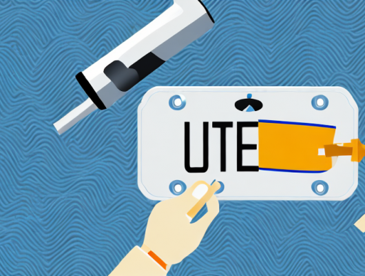 A license plate being carefully removed from a car using a screwdriver