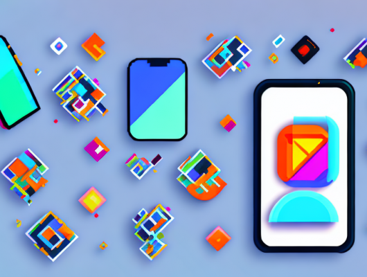 A smartphone with various pixel art images on the screen