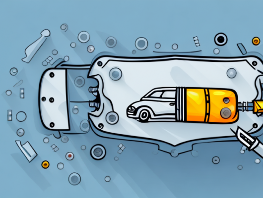 A car with its license plate being unscrewed using a screwdriver