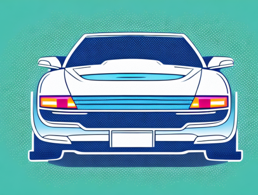 A car with its license plate being digitally pixelated