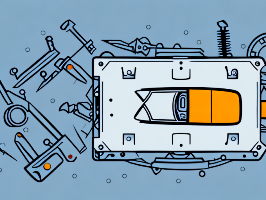 A car with a license plate being unscrewed