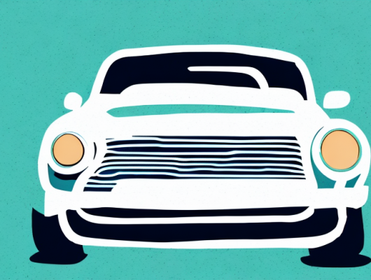 A blurred car license plate on a parked vehicle in a cityscape