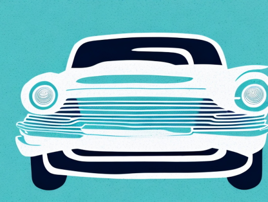 A car with blurred license plates parked in a public place