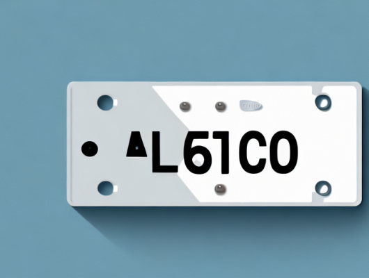 A license plate with a price tag attached to it