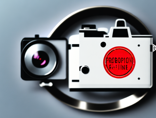 A camera with a red prohibition sign over it