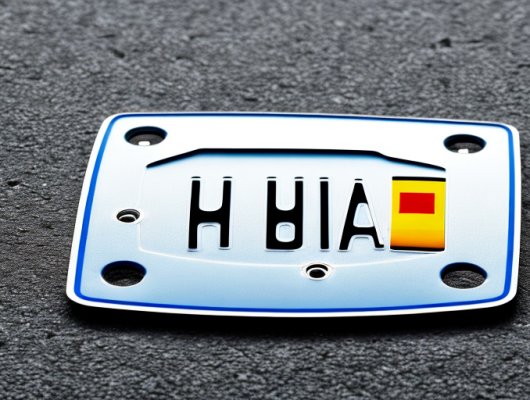 A german car license plate with the abbreviation "hab" in a scenic background of german roads and landmarks