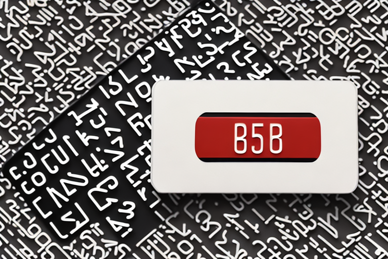 A red license plate with black numbers and borders