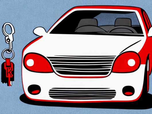 A red license plate (rote kennzeichen) on a car with keys next to it