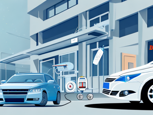 A car with a "de-registered" plate parked outside a tüv (technical inspection association) building in germany