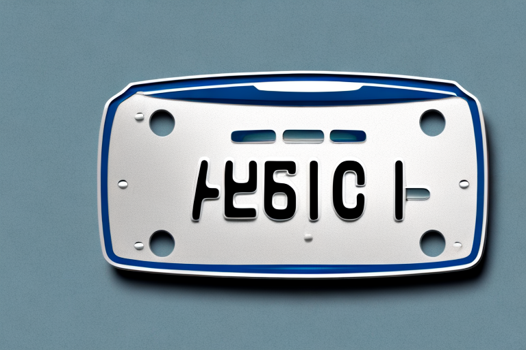 A car license plate with a sticker on it