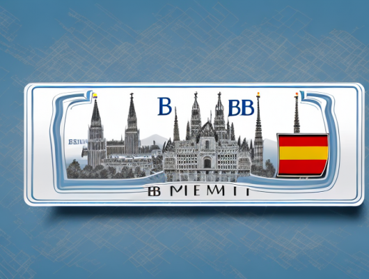 A german car license plate with the initials "bd" and some iconic german landmarks in the background
