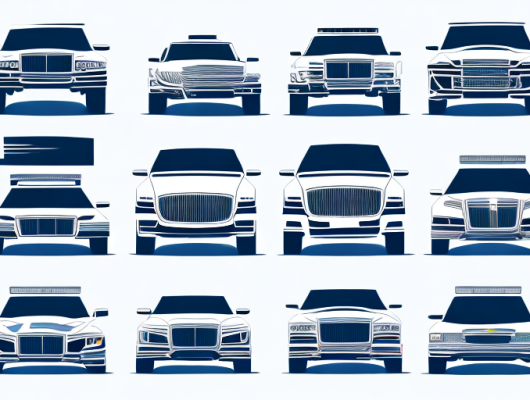 A variety of government vehicles