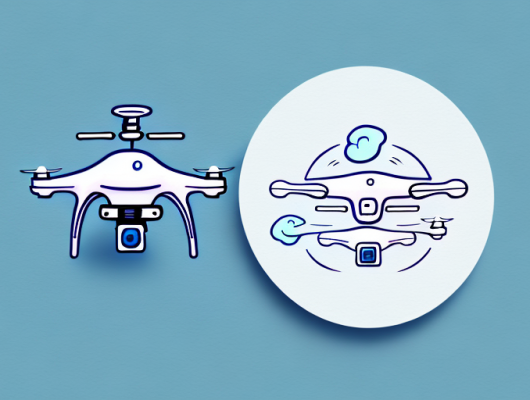 A drone flying in the sky with a small