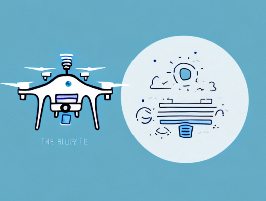 A drone flying in the sky with a small