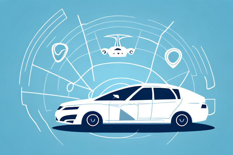 A car with different location icons hovering above it