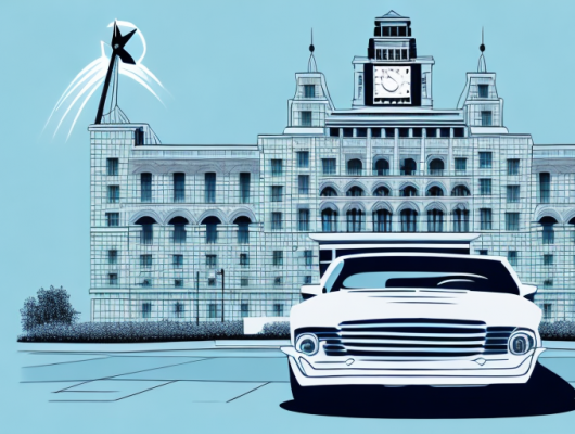 A car in front of a government building