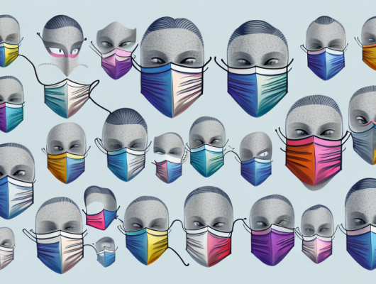 A variety of masks with different expressions hanging on a wall