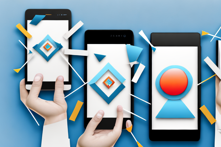 Several smartphones displaying different photos