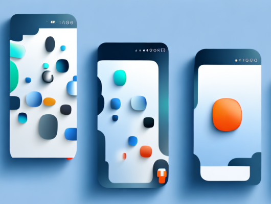 Several smartphones displaying various blurred images