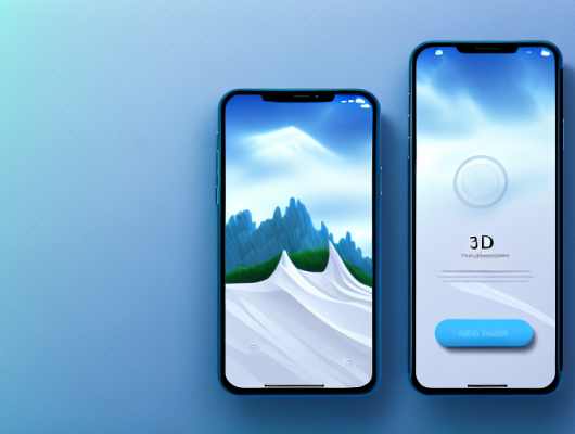 A smartphone displaying a 3d photo of a landscape