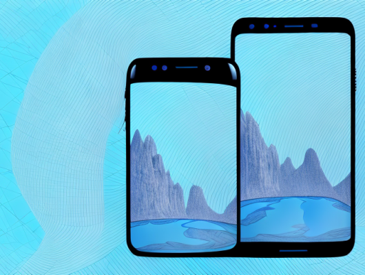 A smartphone displaying an image of a landscape being mirrored within a photo-editing app