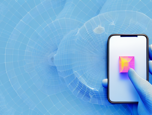 A smartphone capturing a 3d image of a landmark or object