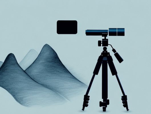 A camera on a tripod focusing on a beautiful landscape