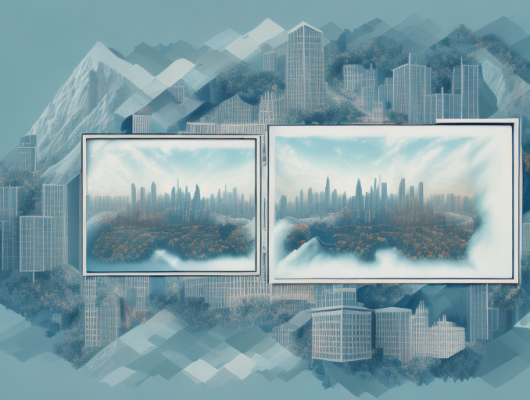 Abstract and surreal overlapping frames of various landscapes and cityscapes