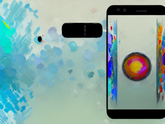 A smartphone displaying an artistic app interface