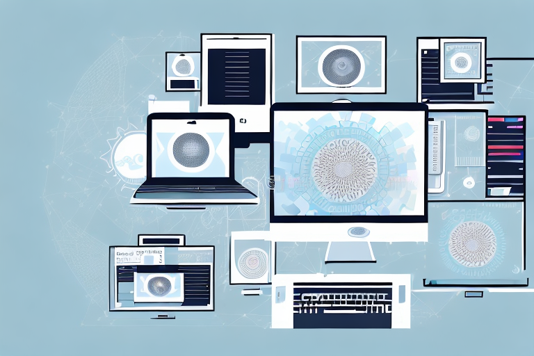 A computer with various images being organized into different digital folders