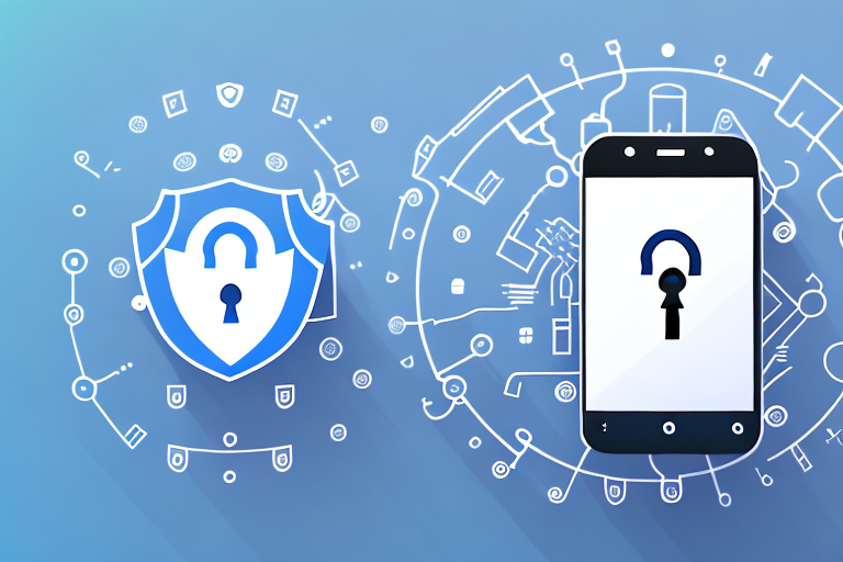 A smartphone with various lock and key symbols