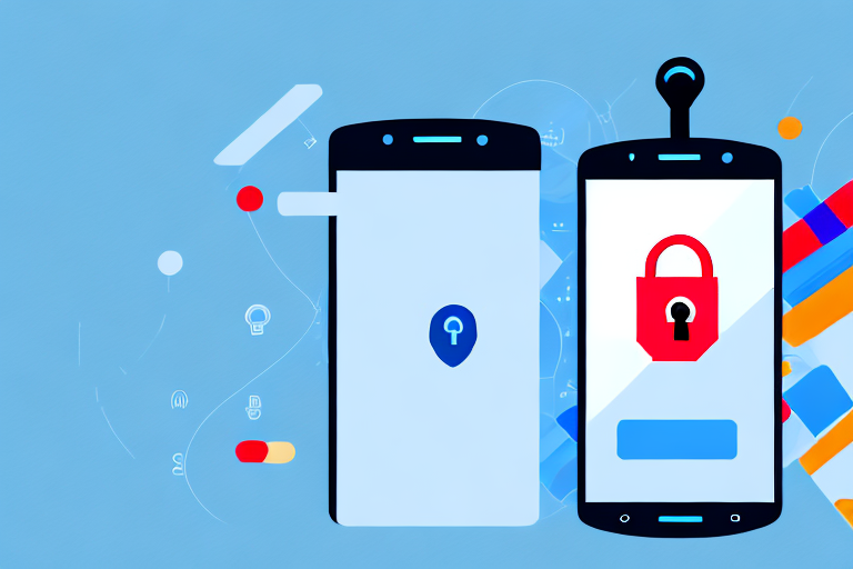 An android smartphone displaying a lock icon on the screen