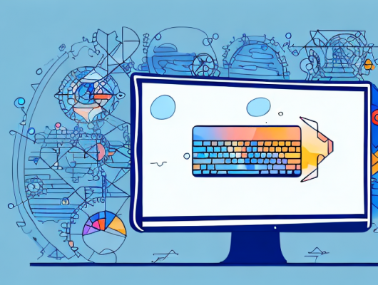 A computer screen with a large image gradually shrinking into a smaller size