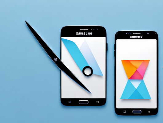 A samsung smartphone screen displaying a selected image with scissors icon indicating the cutting process and a clipboard icon indicating the pasting process