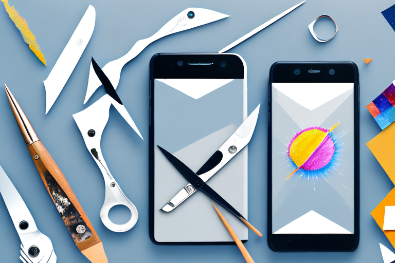 Several smartphones displaying different collage designs