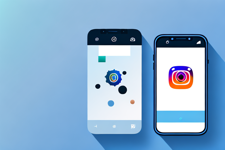 A smartphone displaying an instagram interface with an image being cropped into a square format