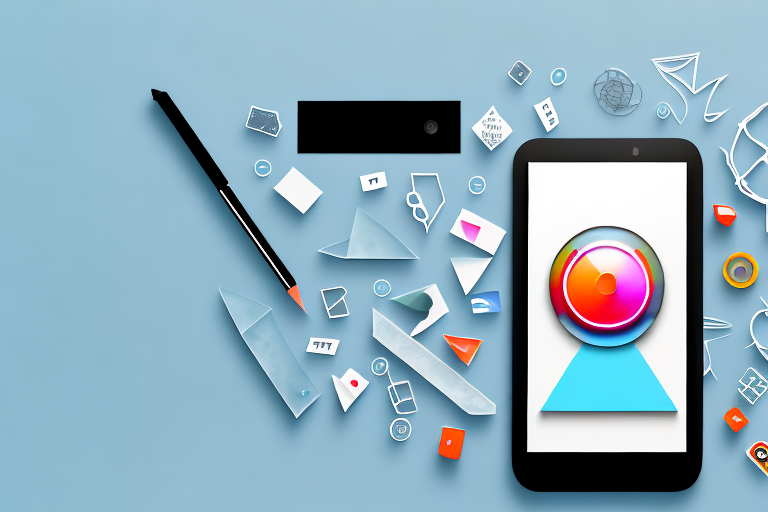 A smartphone with a stylized