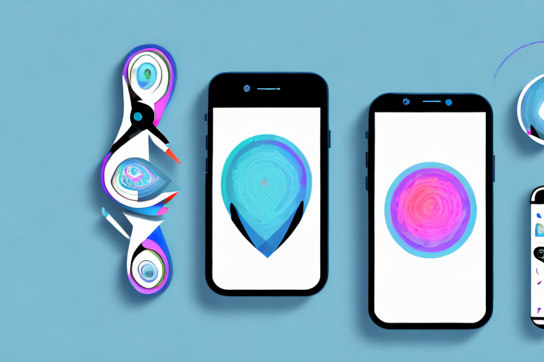 An iphone with a cut-out shape of a face on the screen