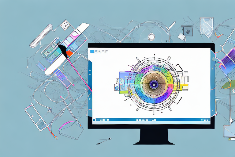 A computer screen with a variety of graphic design tools and a partially edited image