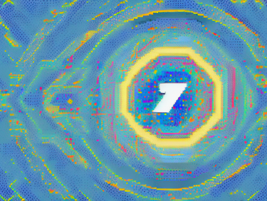 A pixelated image gradually becoming clear and sharp