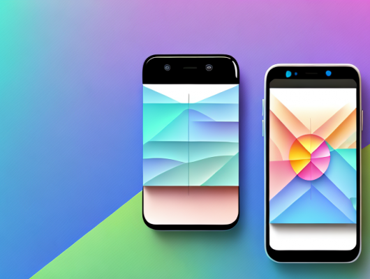 A smartphone displaying a colorful photo editing interface with various filter options