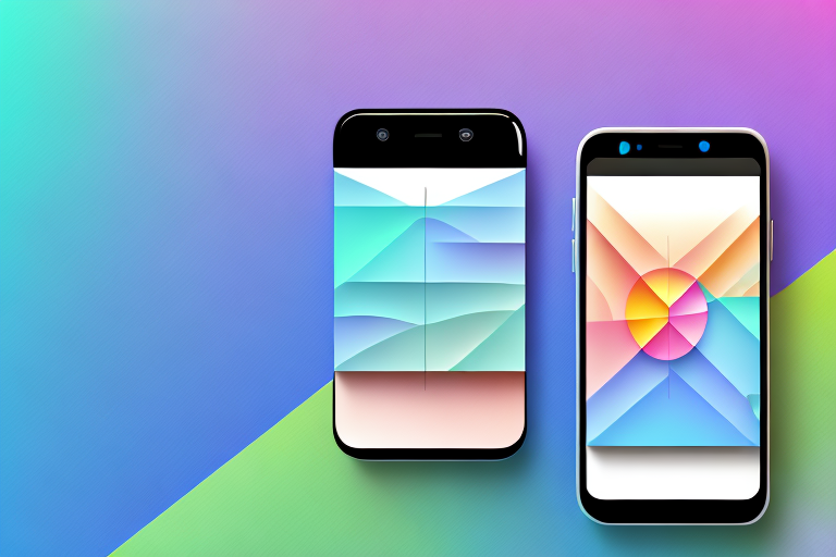 A smartphone displaying a colorful photo editing interface with various filter options