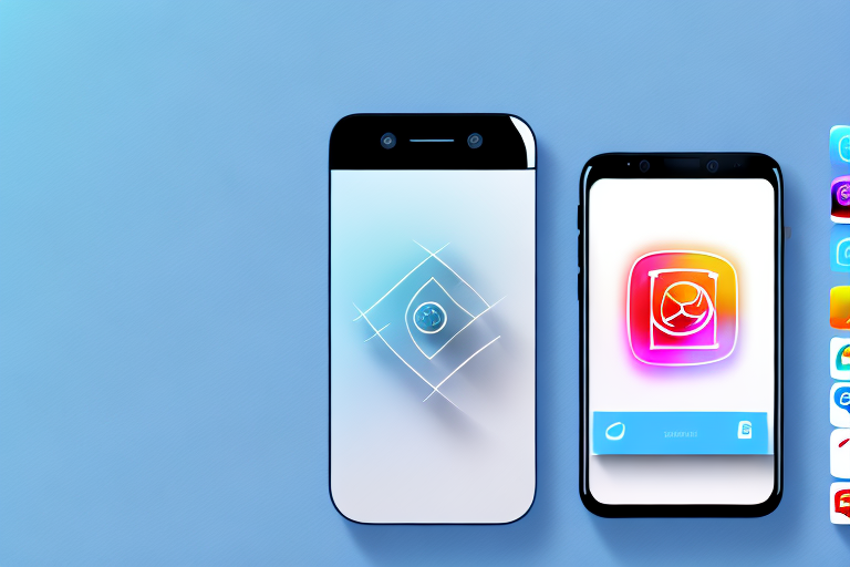 A smartphone displaying the instagram app interface with various photo editing tools and filters highlighted