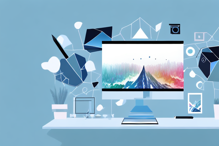 A computer screen with an open photo editing software displaying various editing tools and a picture of a landscape being edited