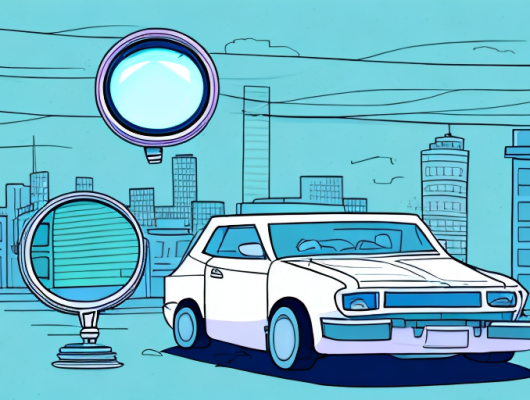 A car with blurred license plates parked on a city street