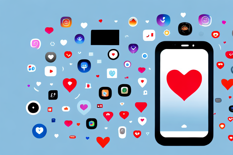 A smartphone displaying the instagram interface with various icons such as a camera