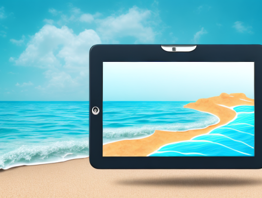 A digital tablet displaying an image editing software